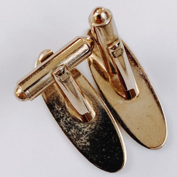VTG Mid Century Black Cufflinks Tie Bar Chain 3-Piece Set Skyscraper Gold Tone - Picture 9 of 16